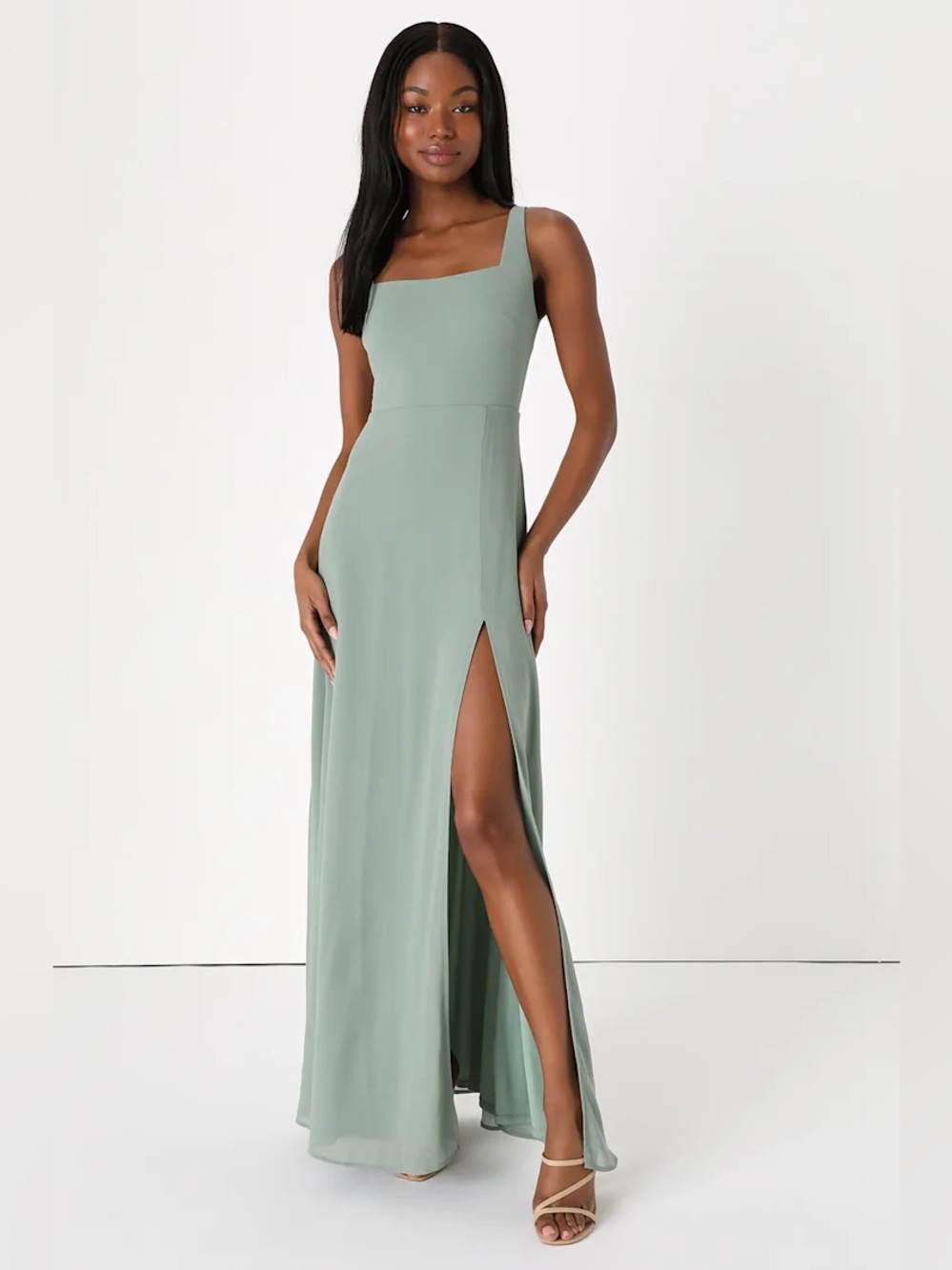 Lulus Remarkable Arrival Sage Brush Sleeveless Maxi Dress Size XL NWT